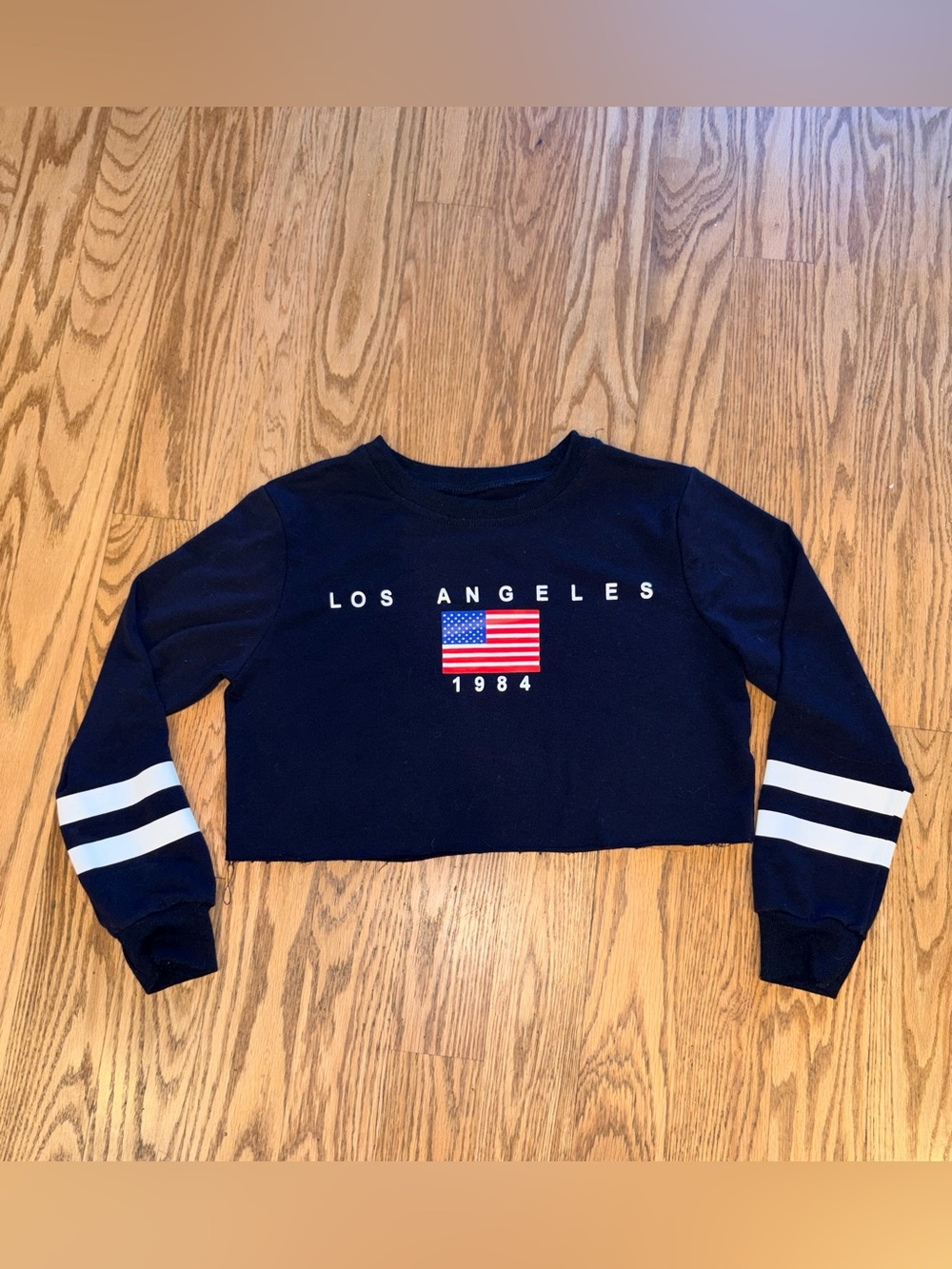 Navy Blue "Los Angeles 1984" Cropped Sweatshirt